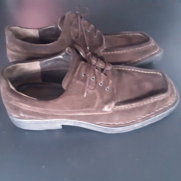 Ferragamo SZ 8D Men's Chocolate Brown Suede Derbys - Picture 2 of 15